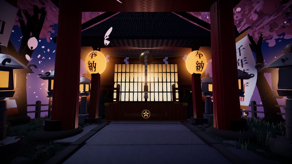 提灯の灯る拝殿